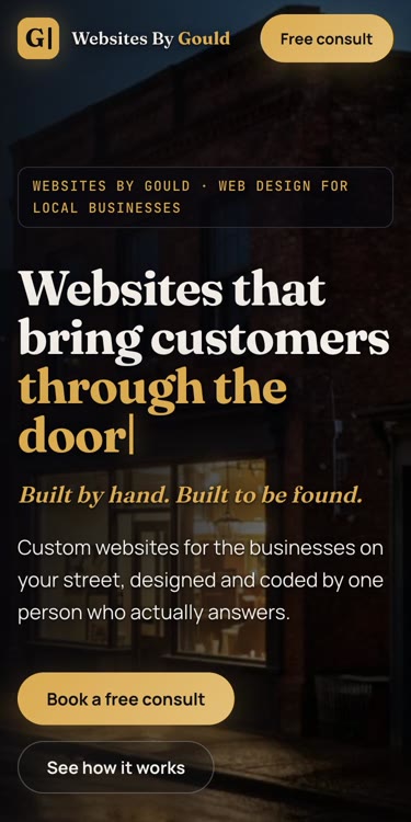 The first Websites By Gould site on a phone